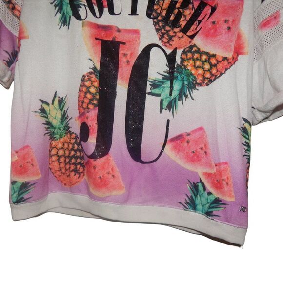 JUICY COUTURE women's large 90s vintage pineapple watermelon jersey shirt blouse - Picture 3 of 14